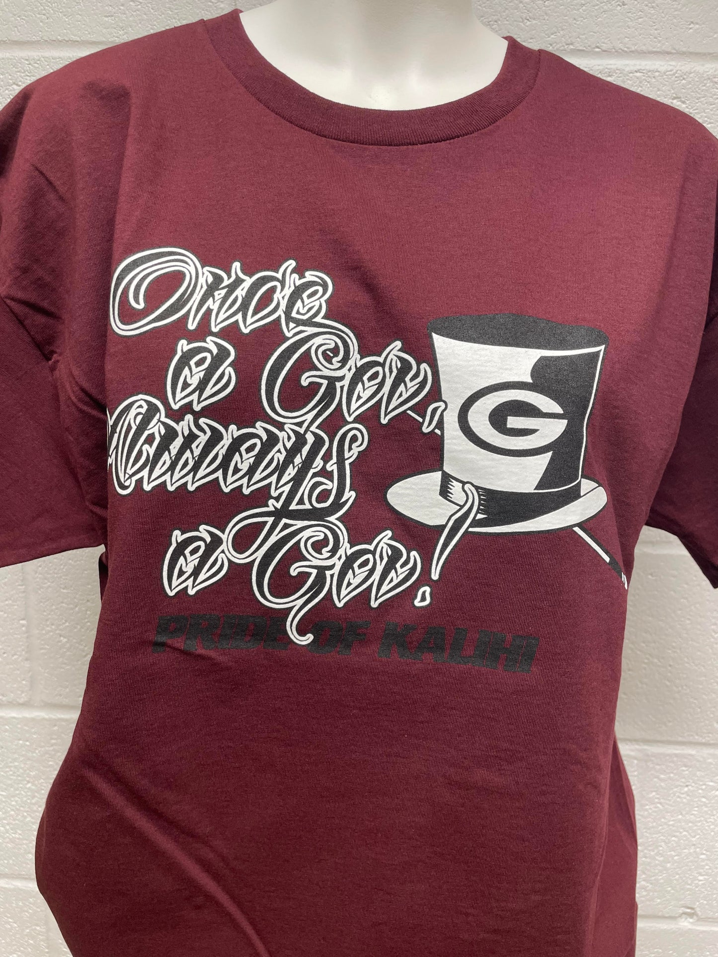 Maroon Tattoo script shirt