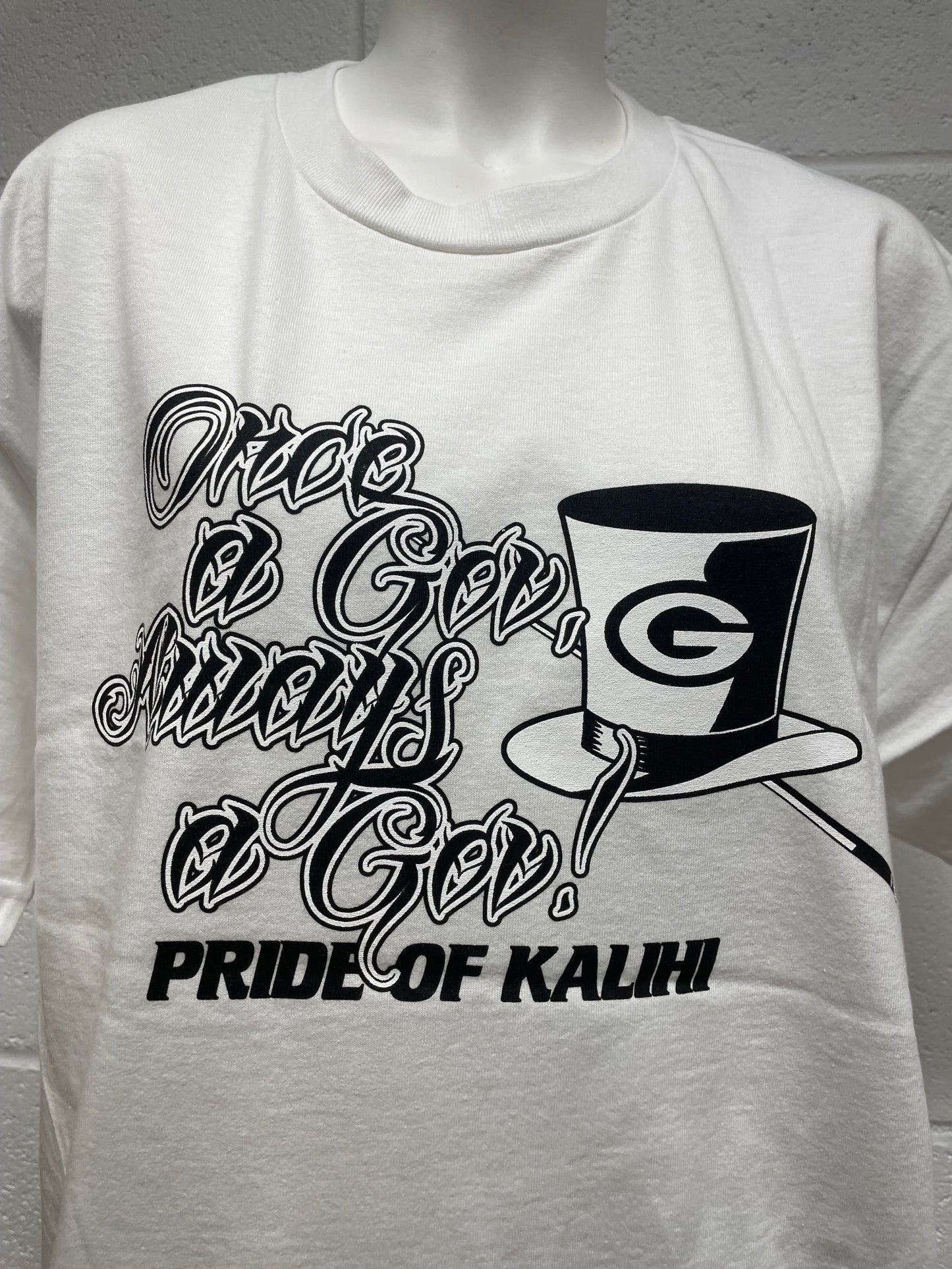 White tattoo script shirt